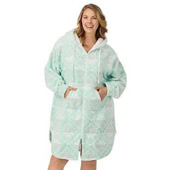 Plus Size Cuddl Duds® Plush Hooded Full-Zip Robe