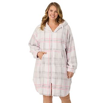 Plus Size Cuddl Duds® Plush Hooded Full-Zip Robe