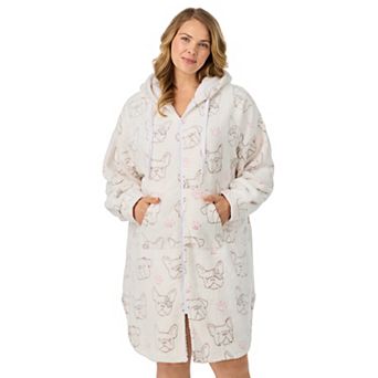 Plus Size Cuddl Duds® Plush Hooded Full-Zip Robe