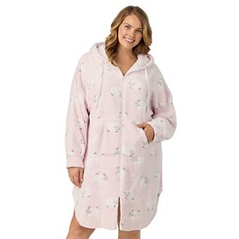 Plus Size Cuddl Duds® Plush Hooded Full-Zip Robe