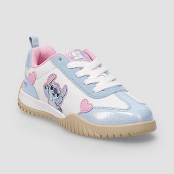 Disney's Stitch Little Kid Girls Lace-Up Court Sneakers With Heart Accents