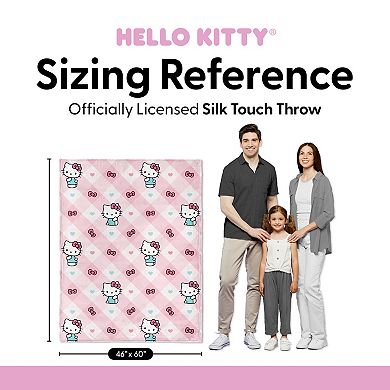 Hello Kitty Bow Gingham Delightful Silk Touch Throw Blanket