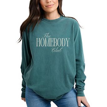 The Homebody Club - Women's Garment Dyed Long Sleeve Graphic T-Shirt