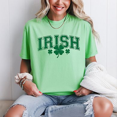 Irish Varsity Outline Arched - Women's Garment Dyed Graphic T-Shirt