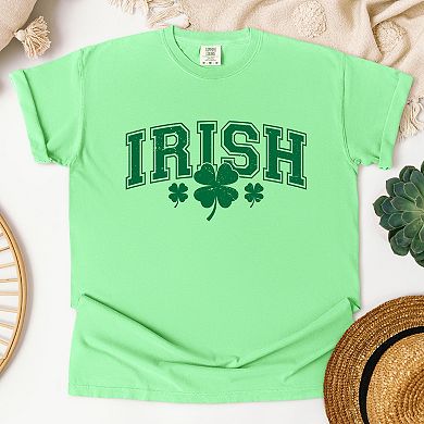Irish Varsity Outline Arched - Women's Garment Dyed Graphic T-Shirt