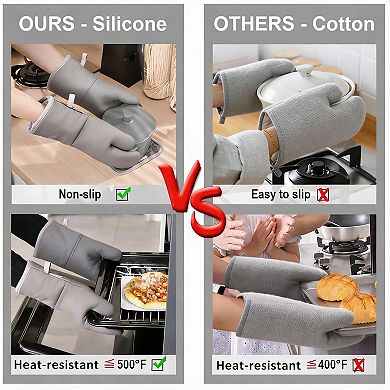 6-Piece Kitchen Set: Oven Mitts, Pot Holders, Towels - Heat Resistant, Non-Slip, Soft Cotton