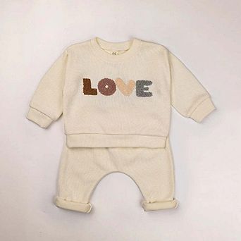 LOVE Graphic Hoodies Combo Pants Kids Valentine's Day Sets