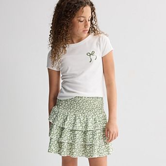 Girls Speechless 2 pc Tee & Floral Skort Set