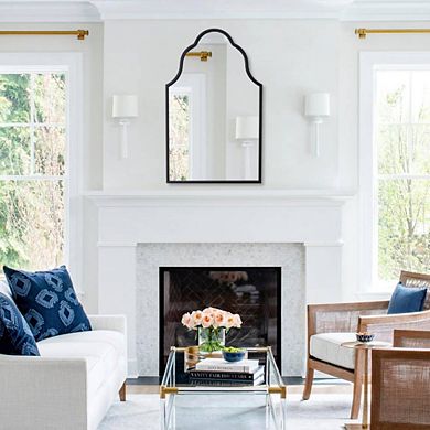 Arched Black Wood Frame Accent Mirror