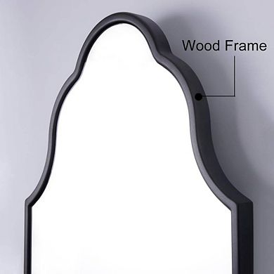 Arched Black Wood Frame Accent Mirror