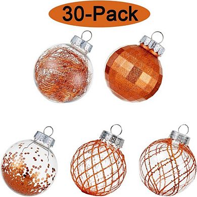 30-Pcs Orange Shatterproof Christmas Ball Ornaments