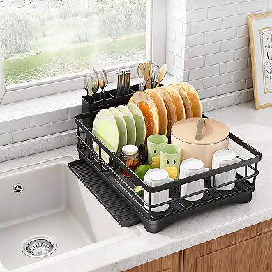 Stainless Steel Kitchen Dish Rack, 10-Plate Capacity, Rustproof, Easy Assemble