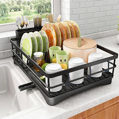 Stainless Steel Kitchen Dish Rack, 10-Plate Capacity, Rustproof, Easy Assemble