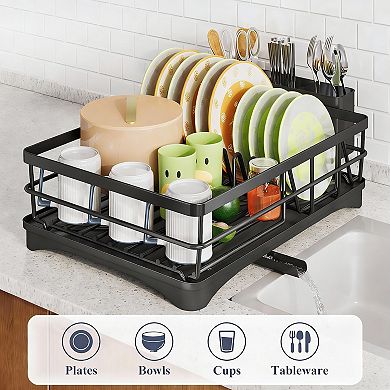 Stainless Steel Kitchen Dish Rack, 10-Plate Capacity, Rustproof, Easy Assemble