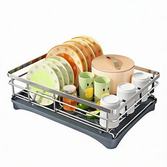 Stainless Steel Kitchen Dish Rack, 10-Plate Capacity, Rustproof, Easy Assemble