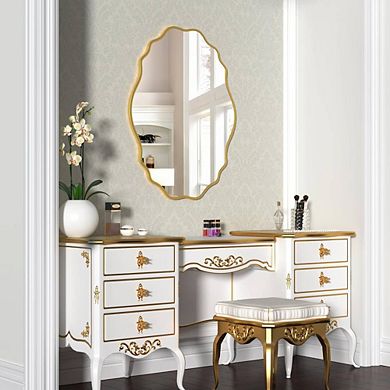 Gold Oval Wavy Unique Vanity Accent Mirror