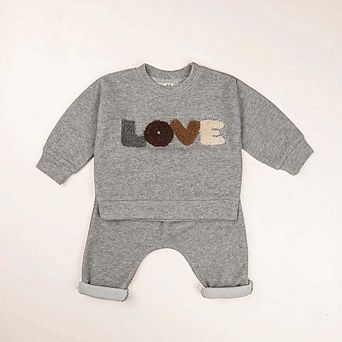 LOVE Graphic Hoodies Combo Pants Kids Valentine's Day Sets