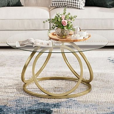 Ring-Shaped Frame Gold Accent Table