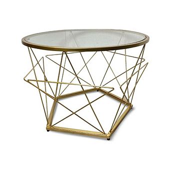 Round Glass Metal Accent Table
