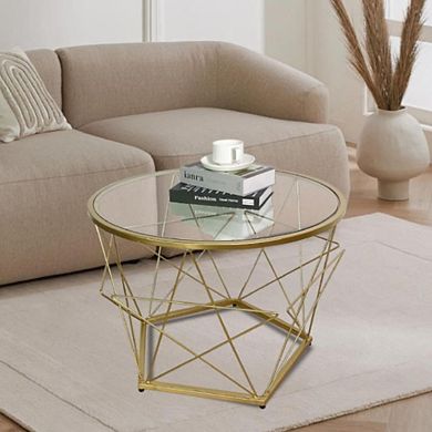 Round Glass Metal Accent Table