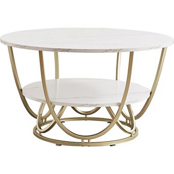 Marble Tabletop Round Accent Table