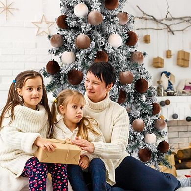 15-Pcs Brown Velvet Shatterproof Christmas Ornaments