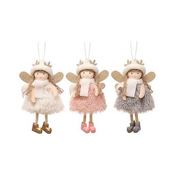 3 pc Plush Angel Holiday Decoration Ornaments