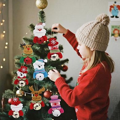8-Pcs Plush Ornaments With Metal Bells