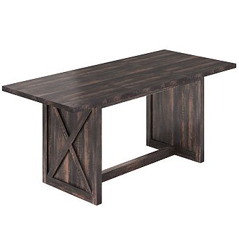 Rustic Oak Industrial Wood Dining Table