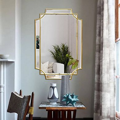Gold Beveled Rectangle Modern Accent Mirror