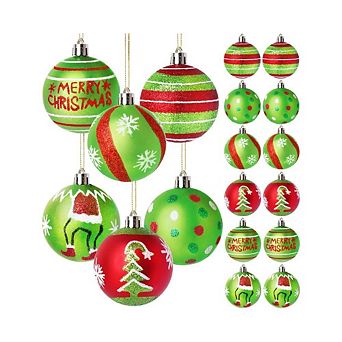 12 pc Red-Green Glittering Hanging Christmas Balls