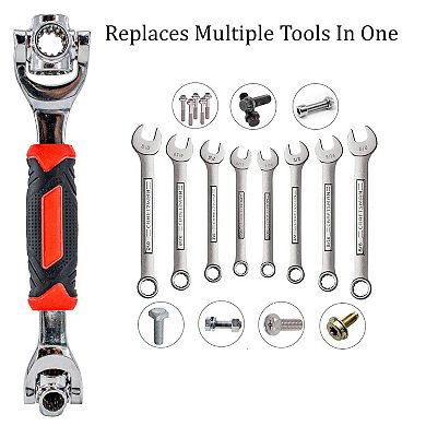 Universal Ratcheting Wrench Socket Set - 48-in-1 SAE Metric Tool with 360 Rotating Head