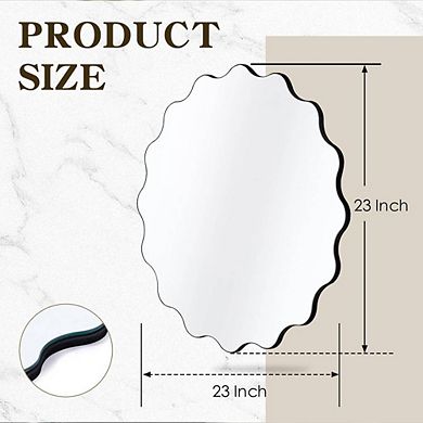 Frameless Circle Wavy Accent Mirror
