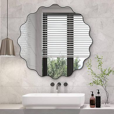 Frameless Circle Wavy Accent Mirror