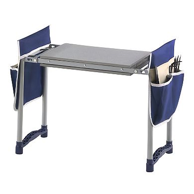 Dual-Purpose Garden Stool and Kneeler with Side Handles and Removable Tool Bags