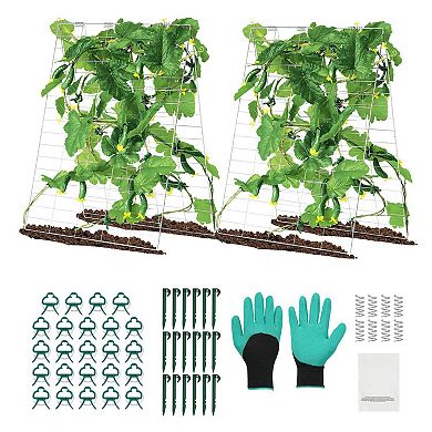 Garden Plant Support Trellis with Dual-Sided A-Frame Design, Rust-Resistant Steel