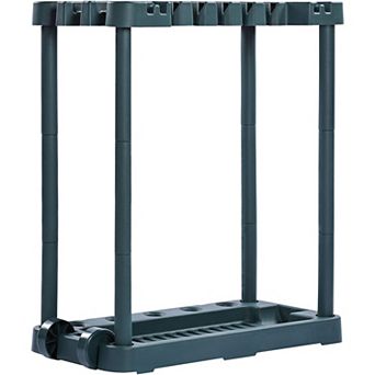 Garden Tool Organizer Rack with 10 Slots Freestanding Storage for Garage or Shed - Green