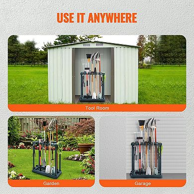 Garden Tool Organizer Rack with 10 Slots Freestanding Storage for Garage or Shed - Green
