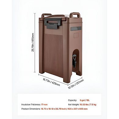 5-Gallon Insulated Beverage Dispenser with Drip-Free Spigot and Foam Insulation