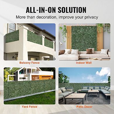 Artificial Ivy Fence Panel 39 x 98 in Silk Leaf Outdoor Screen for Patios Balconies Gardens - Green