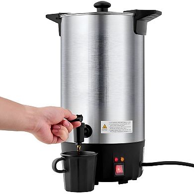Coffee Urn with Dual No-Drip Spout and Keep-Warm Feature - Silver