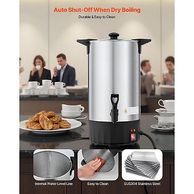 Coffee Urn with Dual No-Drip Spout and Keep-Warm Feature - Silver