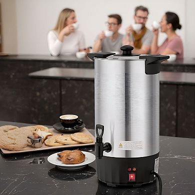 Coffee Urn with Dual No-Drip Spout and Keep-Warm Feature - Silver