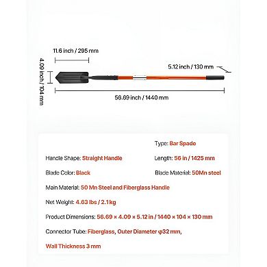 Garden Trench Shovel for Irrigation, Edging, and Root Cutting Tasks - Black