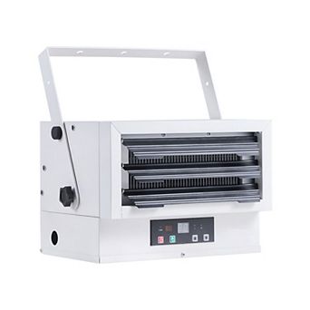 5000W Electric Garage Heater with Thermostat Remote Control and Adjustable Mounting - White