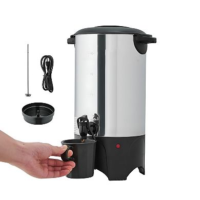 6L Coffee Urn Stainless Steel Brews Up to 40 Cups for Office or Event - Silver