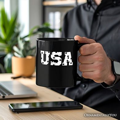 Block Letters Mug, Vintage Patriotic Gift