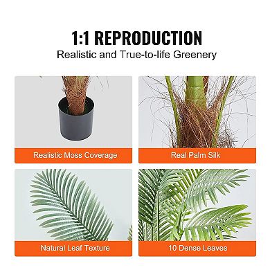 4ft Artificial Palm Tree Set of 2 with Pot for Home Office Indoor or Outdoor Decor