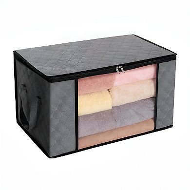 6-Piece Blanket and Clothes Storage Bags Set with Transparent Window and Foldable Design Dark Grey