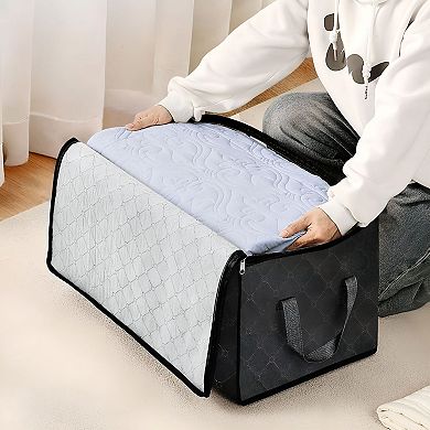 6-Piece Blanket and Clothes Storage Bags Set with Transparent Window and Foldable Design Dark Grey